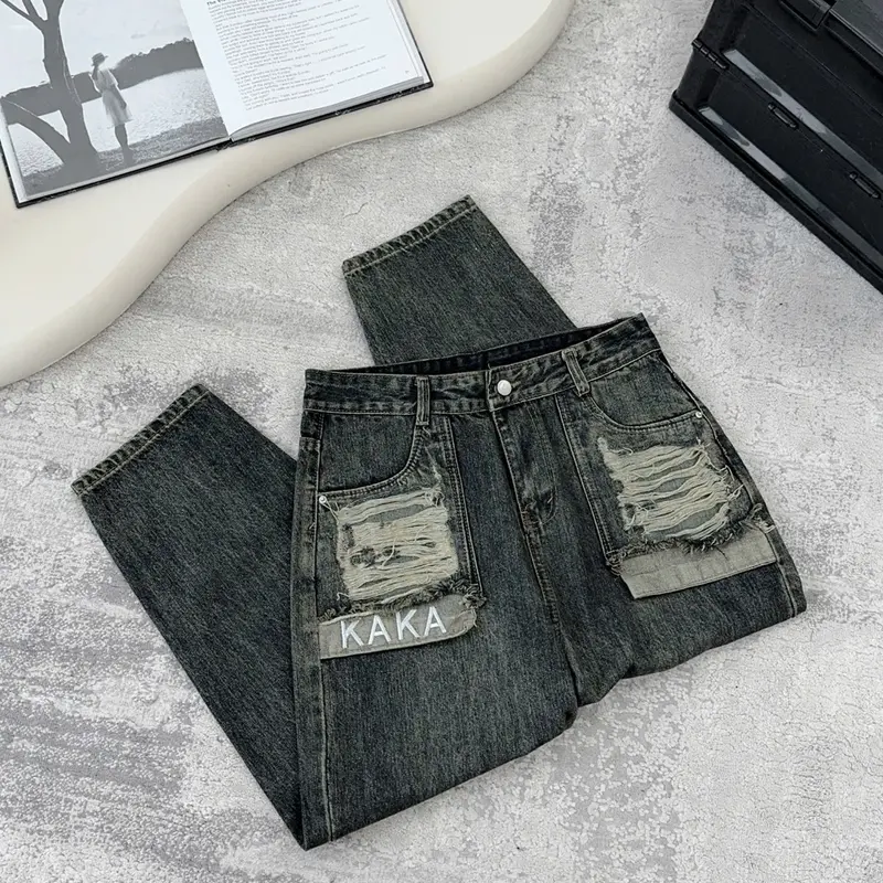 Baggy KAKA NS1380- QUẦN BAGGY  BIGSIZENTÚI LỘ THEU CHỮ  CẠP THƯỜNG  -không co dãn bigsize ( 55-85kg) Pants 2