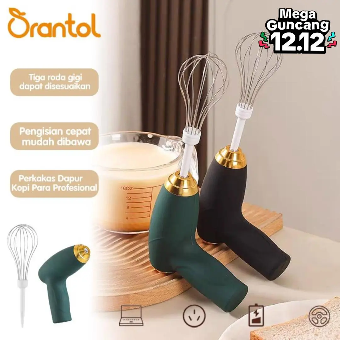 【COD】[ORANTOL]Kocokan Listrik Genggam, Pengaduk Kopi, Dapat Diisi Ulang, Tahan Lama, Pengaduk Susu, Pengaduk Krim ,mixers