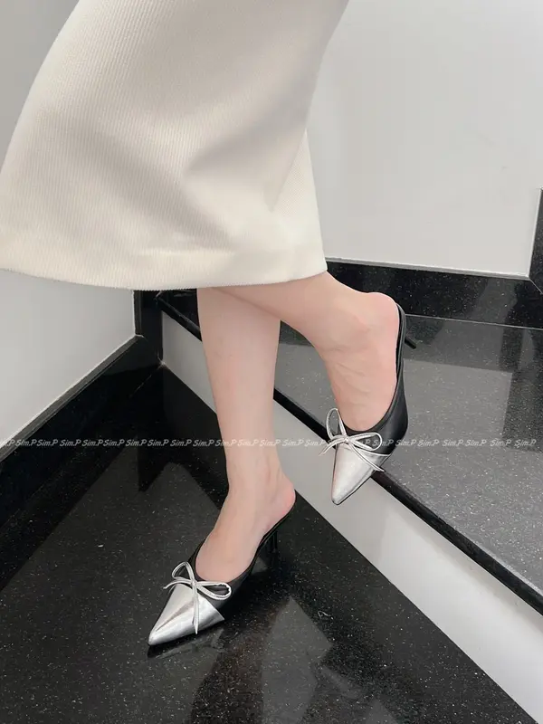 Sục cao gót nữ SimP đính nơ cao 6cm - SAZI DéP Shoes 1