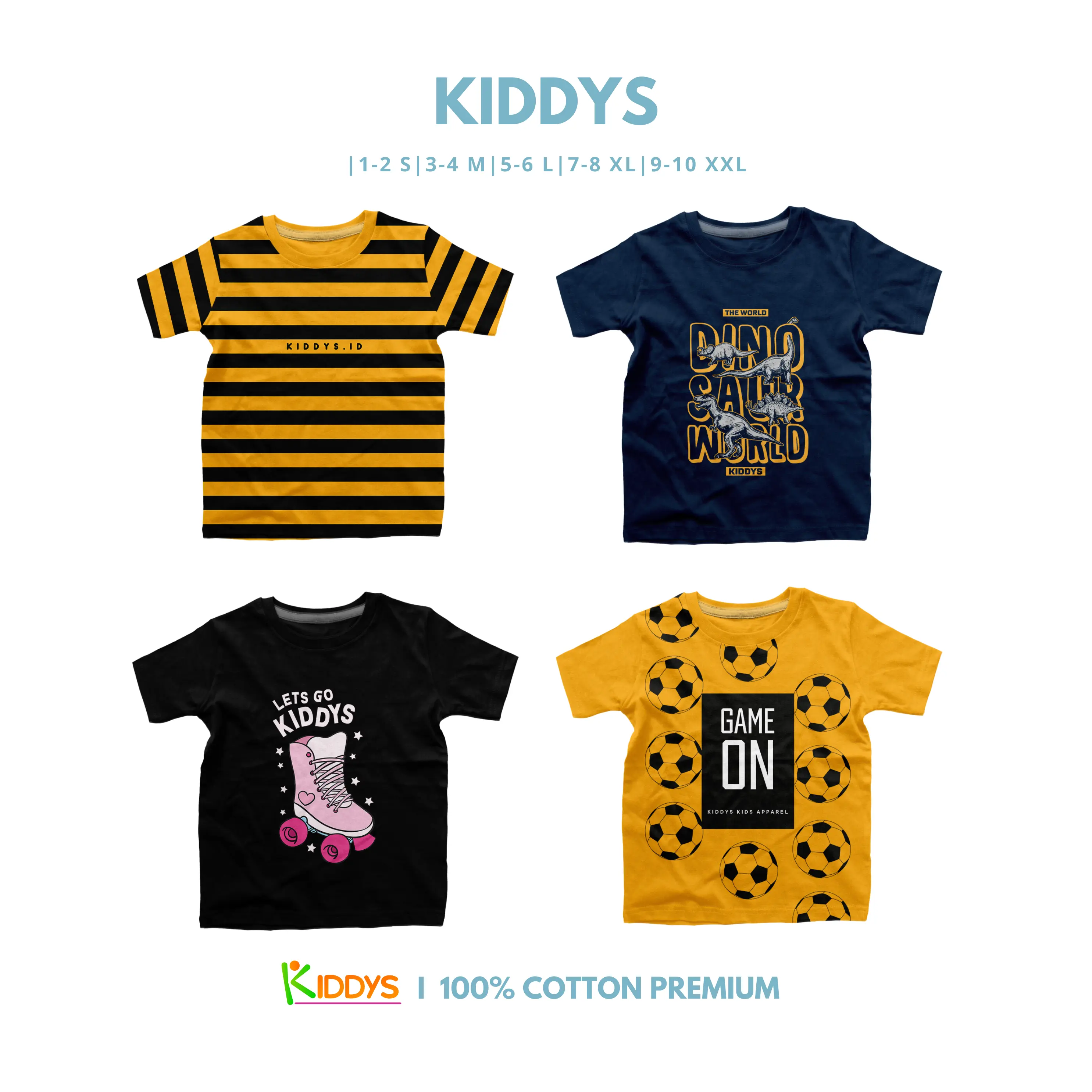 Kiddys Kaos Pakaian Anak Unisex Baju Lengan Pendek Cotton Combed KA52