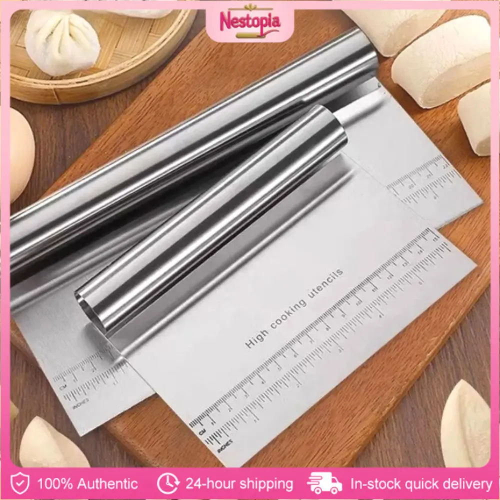 Stainless Steel Dough Cutter Scraper Baking Smoother Cake With Measure ...