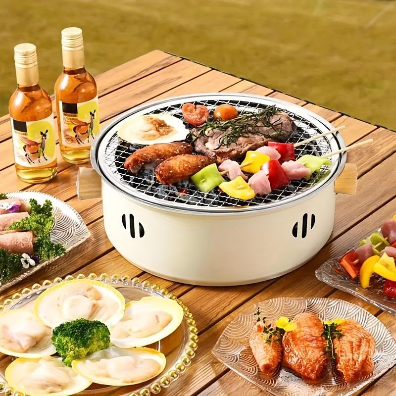 Product Introduction of Portable Stainless Steel Barbecue Grill, 1 Set Barbecue Grill with 6 Counts Clips, Household Barbecue Charcoal Grill for Home, Outdoor, Camping 3