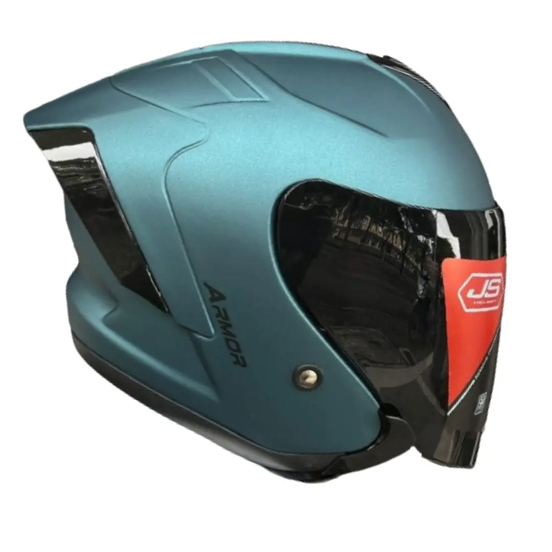Helm JS Armor Half Face Warna DARK TEIL MET Original SNI Motorcycle Kaca Visor helm  half