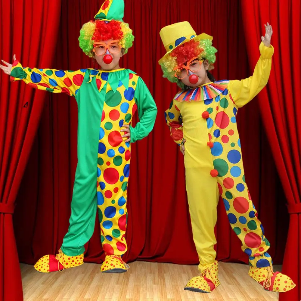Kids Clown Costume, 1 Set Colorful Clown Outfit without Wigs/Glasses/Nose, Clown Performance Costume, Party Clothing for Stage Performance, Party Supplies