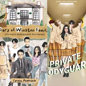 1 PAKET 2 BUKU caroline puspojudo PRIVATE BODYGUARD & diary of winston family