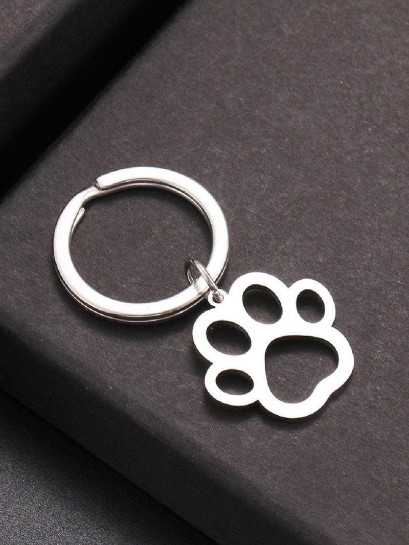 Product Introduction of Fashion Hollow out Puppy Paw Design Keychain, Stainless Steel Keychain for Men & Women for Daily Clothing Decor, Trendy All-match & Exquisite Keychain for Birthday Gift 13