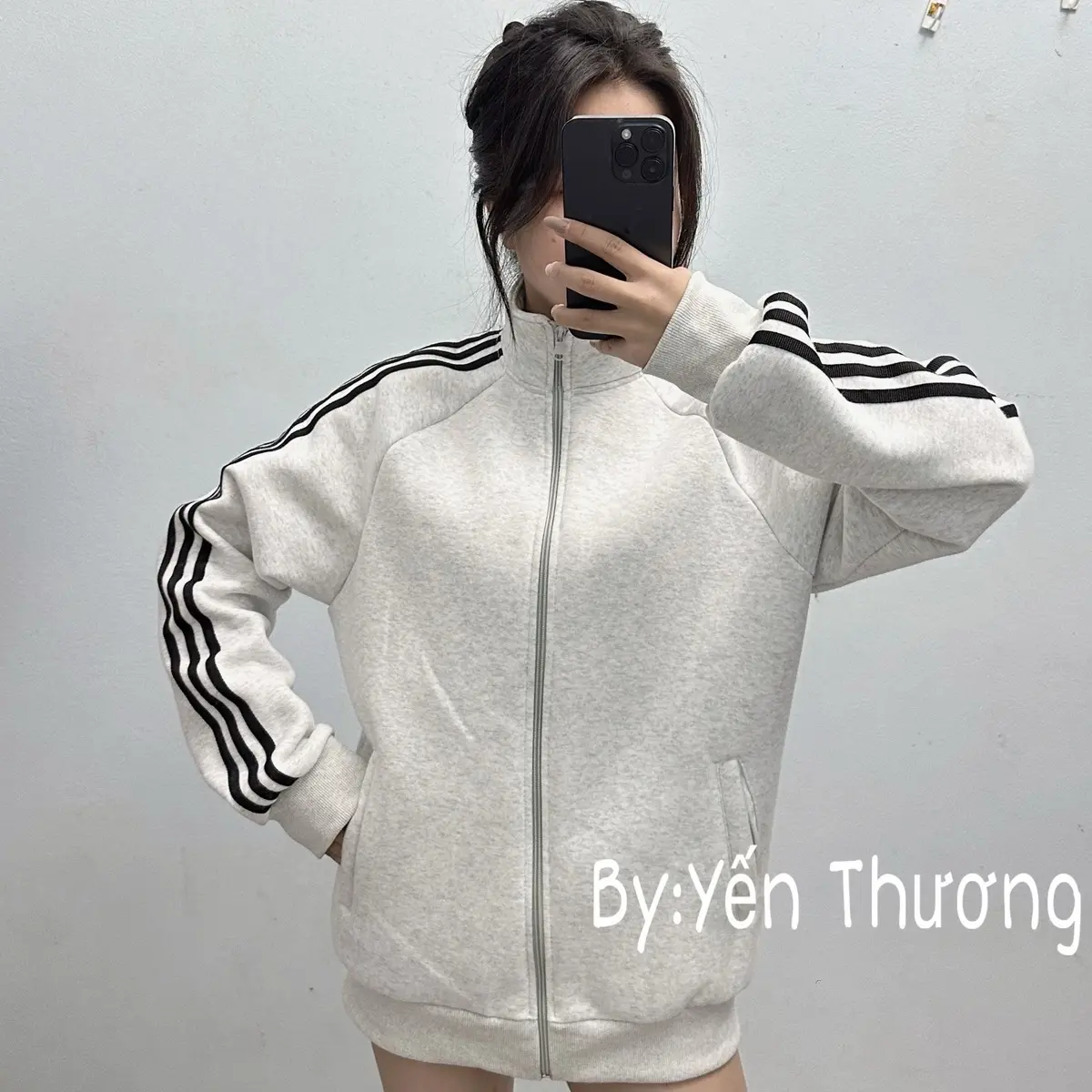 Áo Khoác cao cổ  nỉ bông 3 sọc hàng đẹp dày dặn không xù ( ảnh thật shop chụp )