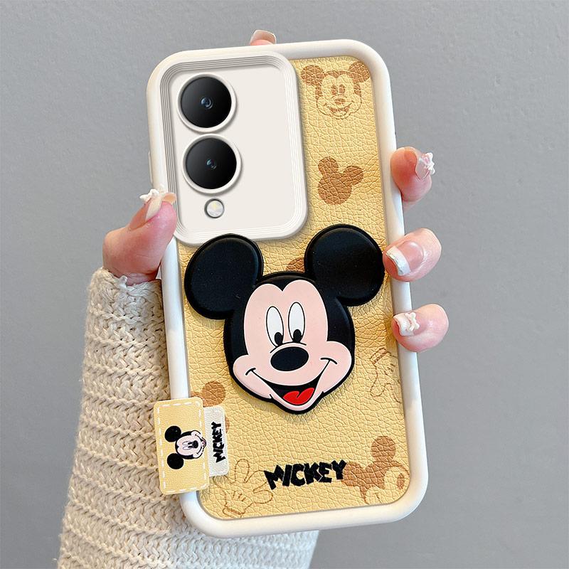 เคสสำหรับ VIVO Y17S 4G, ทำจากวัสดุ TPU ระดับพรีเมียม, ดีไซน์การ์ตูนมิกกี้และมินนี่, พร้อมสายรัดข้อมื