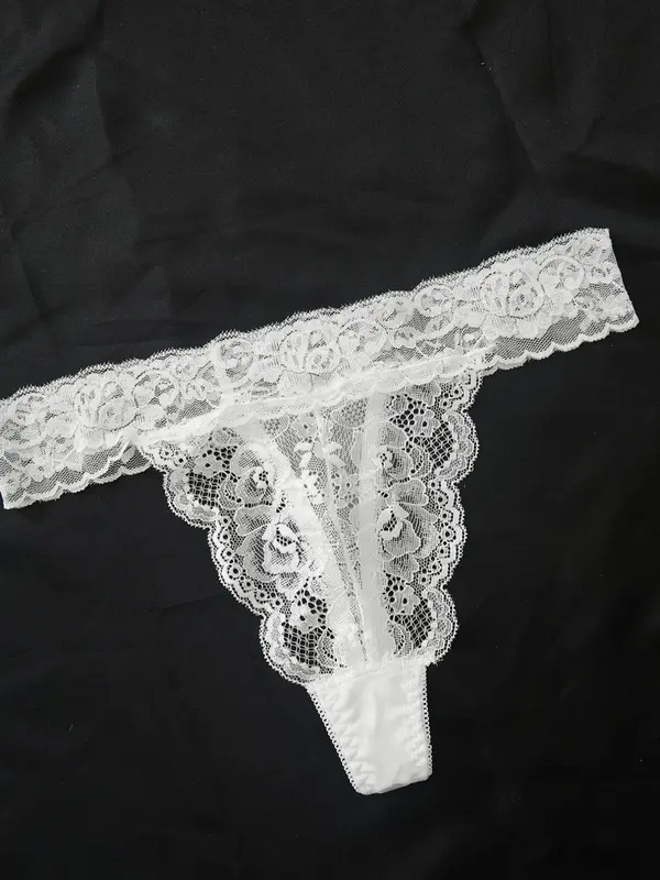 Women's Sheer Criss Cross Cami Nightdress & Scallop Trim Thong PJ Set, Breathable Split Lace Nightgown & Panty, Women's Loungewear For Summer, Summer Clothes Women 6
