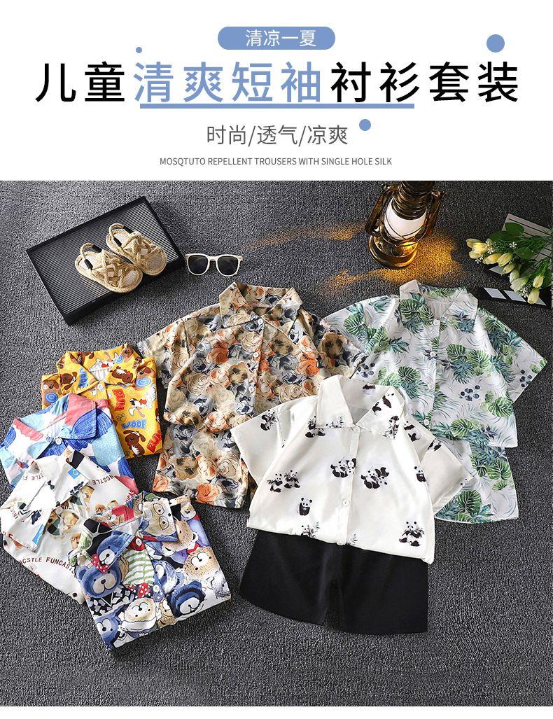 Product Introduction of Bộ Áo Sơ Mi Trẻ Em, Trang Phục Mùa Hè, Hàng Mới Về Năm 2025, Quần Đùi ngắn Tay Thường Ngày Cho Bé Trai, Quần Áo Phong Cách Hồng Kông, Bán Buôn 3