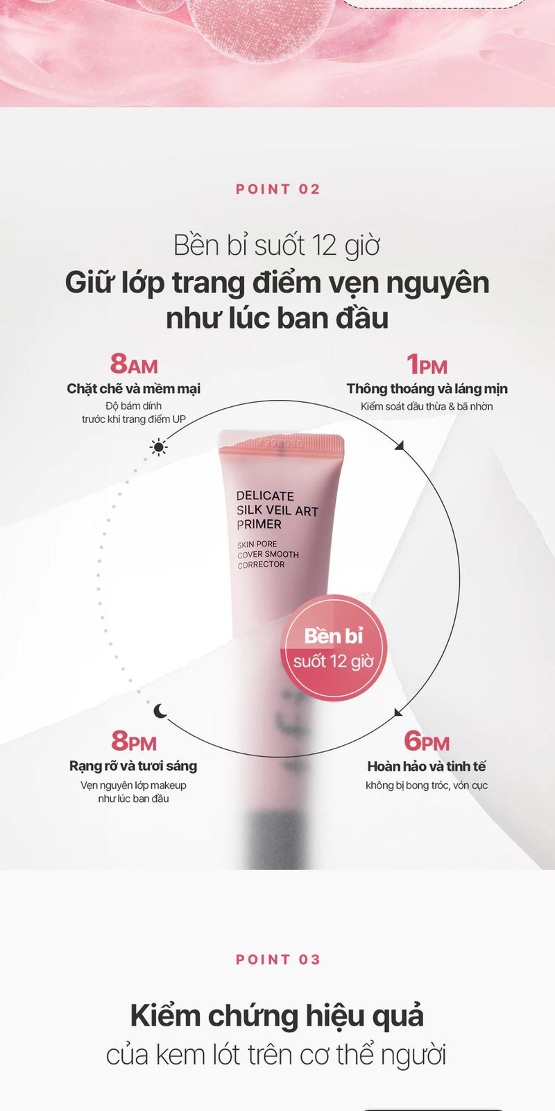 Product Introduction of Kem Lót TFIT Delicate Silk Veil Art Primer kiềm dầu, hỗ trợ hiệu chỉnh màu da mà không gây bí da 30ml 5
