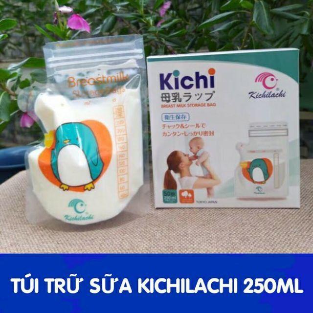 Hộp 50 Túi Trữ Sữa Kichilachi 250ml / Túi Có Vòi Rót Tiện Dụng