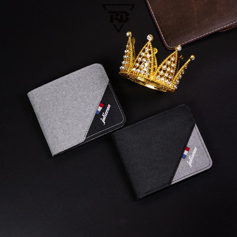 (New Arrival) Ví Nam Jolizeon Vải Canvas Phối Màu Đẹp Mắt Bản Nâng cấp Wallet Chữ Nhật Hình Chữ Nhật Kem Nhiều Ngăn