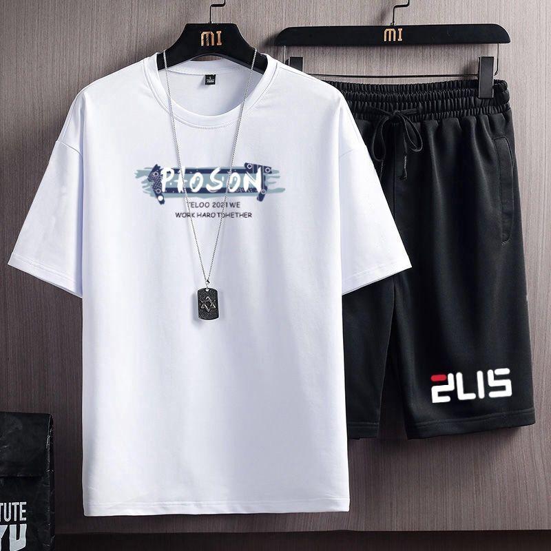 Product Introduction of Summer Men's Sports Suit Men's Korean-Style Fashionable Loose Casual Short-Sleeved Shorts T-shirt Handsome Clothes Men 7