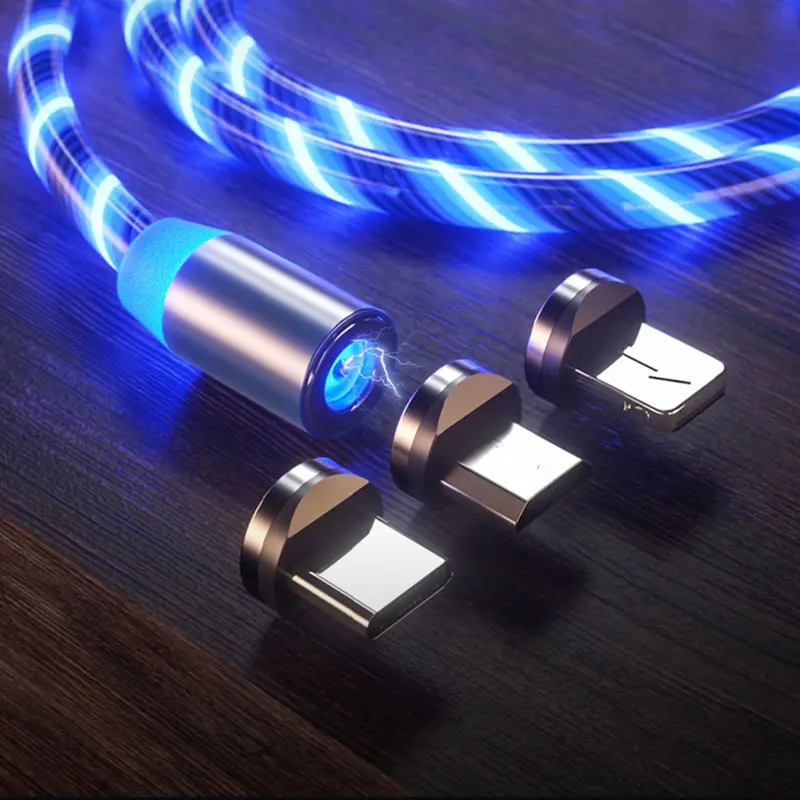 Kabel Charger Magnetik LED 3in1 Micro USB, Type C, 1ph0n3 Kabel Magnet Magnetic Cable LED 0