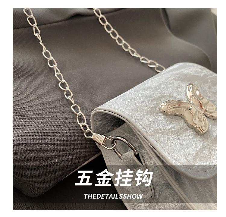 Product Introduction of 2024 Fashionable New Fresh Sweet Small Square Bag Butterfly Decoration Mini Advanced Texture Chain Crossbody Lipstick Pack 3