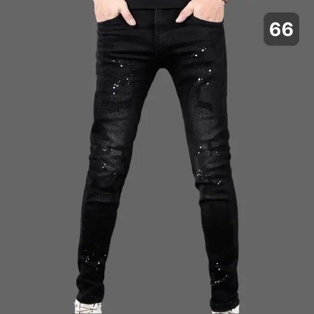 Quần jeans nam 69 rách gối màu xanh rêu, chất liệu bò co giãn thời trang cao cấp NấmStore form skinny mới Menswear Có Túi Pants 5