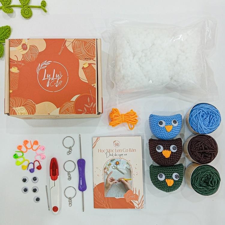 Combo Móc Len Cho Người Mới Bắt Đầu Nguyên Liệu Học Móc Len Cơ Bản Móc Khóa Con Cú Kèm Sách Hướng Dẫn