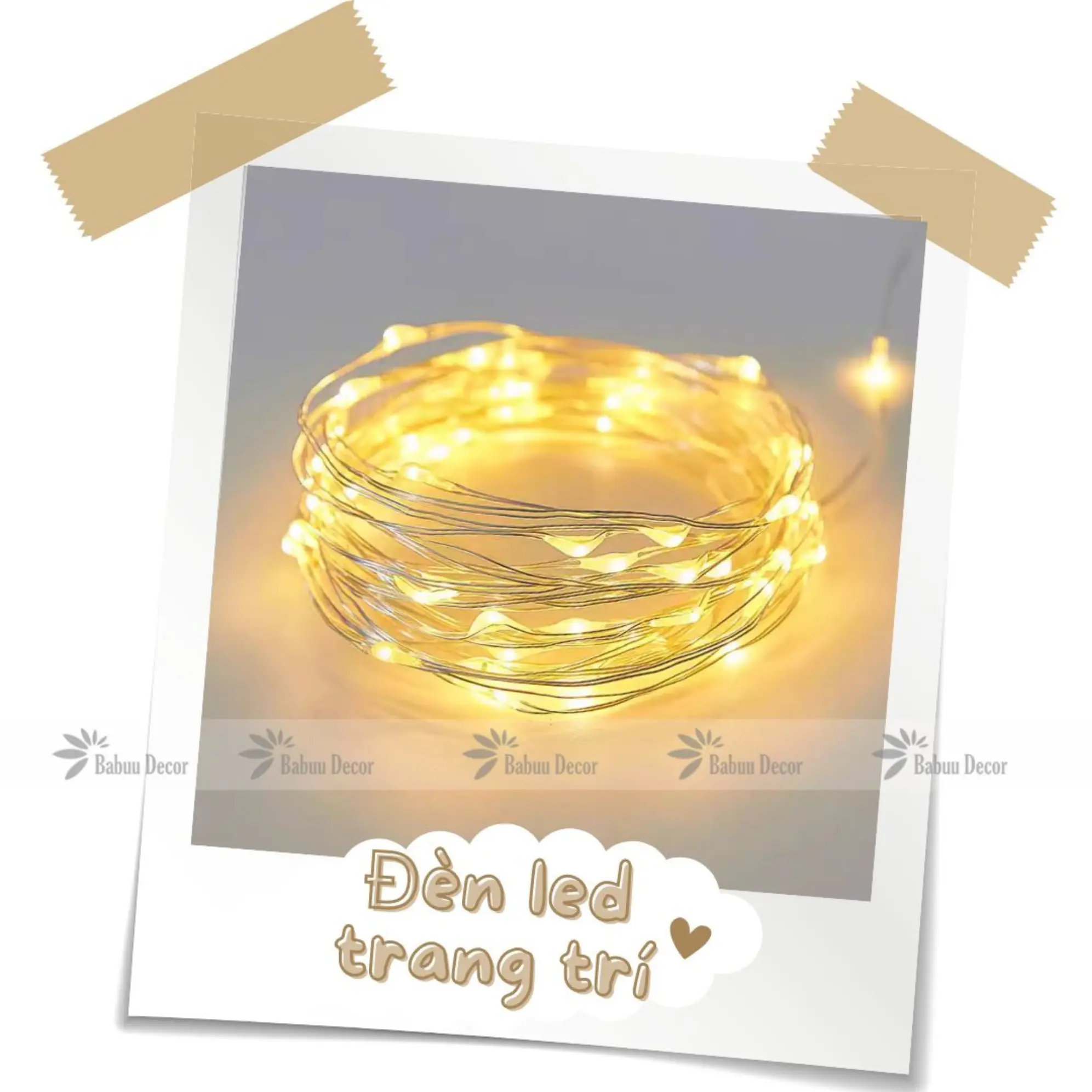 Đèn led trang trí sinh nhật, trang trí giáng sinh màu nắng ấm có kèm sẵn pin