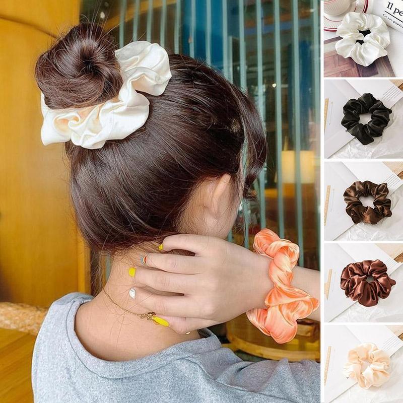 Product Introduction of Lotus Root Pink Dingbu Large Intestine Ring Hair Ring Color Solid Headwear Cloth Set Headstring O0J2 35