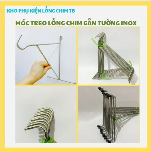 01 MÓC TREO LỒNG CHIM GẮN TƯỜNG (CHẤT LIỆU INOX)