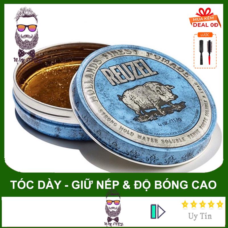 Sáp Vuốt Tóc Nam REUZEL Blue Pomade - Sáp Lợn Xanh - 113gram