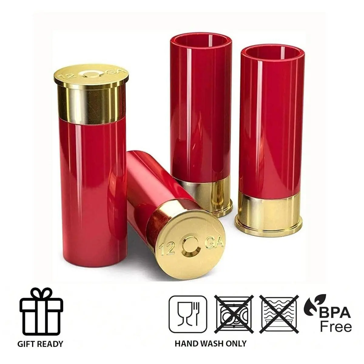Creative Bullet Design Glass, 4 Counts/set Plastic Shot Glass, Party Drinkware, Gift for Men, Bar Glasses, Gift for Men