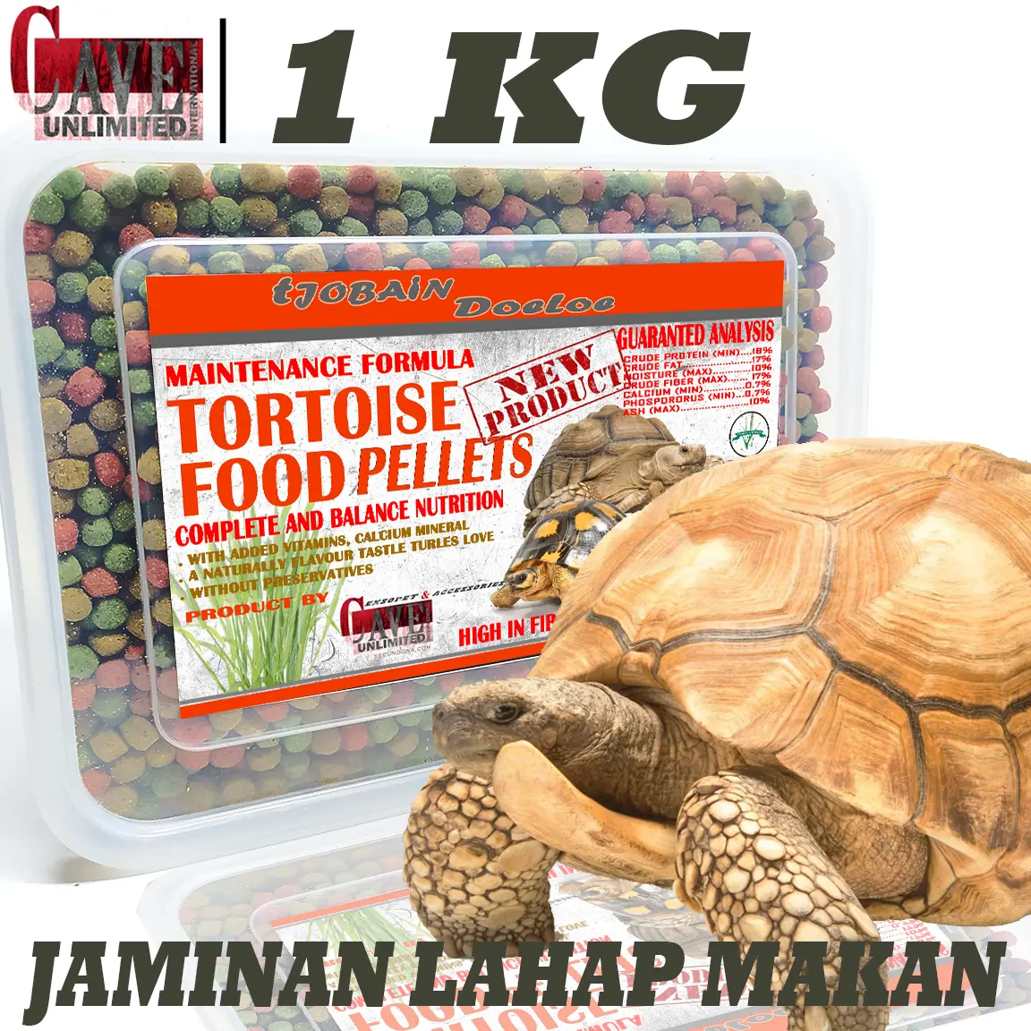 SULCATA PAKAN PELET MAKANAN KURA KURA DARAT PARDALIS INDIANSTAR JAMINAN LAHAP MAKAN