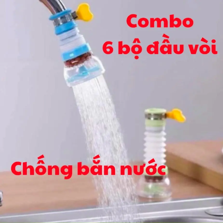 Combo 6 bộ đầu vòi nước chống bắn, văng nước - đầu vòi size khoảng 21mm (màu ngẫu nhiên)