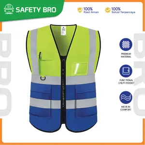 (Promo Eksklusif) GOSAVE Safety Vest Vizor Rompi Proyek Kantong Banyak Resleting Bahan Polyester Tebal Scotlight Terang