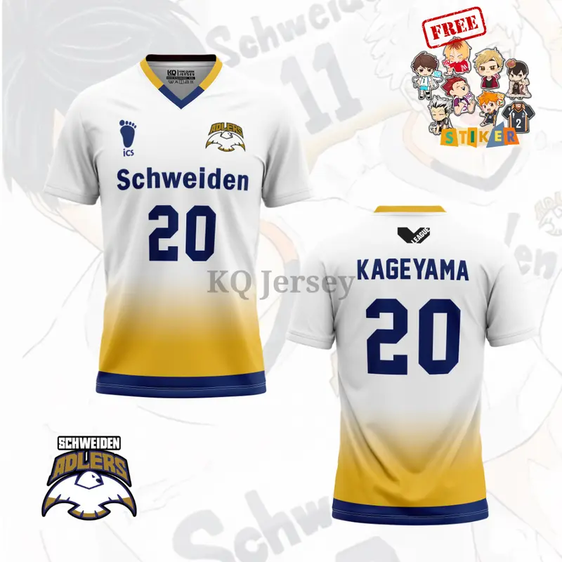 KQ Jersey Haikyuu Adlers Tim fullprint Anime Karasuno Desawa Anak custom Nama Punggung / Kaos Anime Haikyuu Karasuno Nekoma/ Sport 0