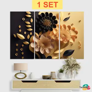 TENNESY HIASAN DINDING 1 SET SERBA BUNGA BOTANICAL DAUN ASTHETIC 15x30CM ISI 3 BINGKAI FOTO WALL DECOR PAJANGAN KAYU KAMAR DEKORASI RUMAH