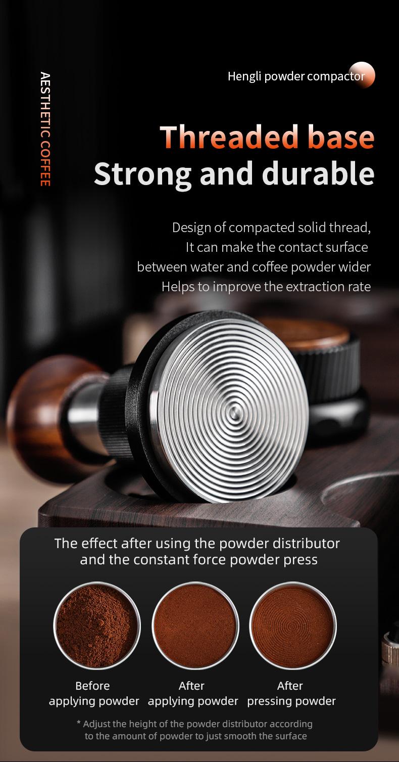 Product Introduction of Bincoo Coffee Cloth Powder Dispenser Powder Press Hammer 30lb Coffee Storage base Set Coffee Utensil  51/58MM 8