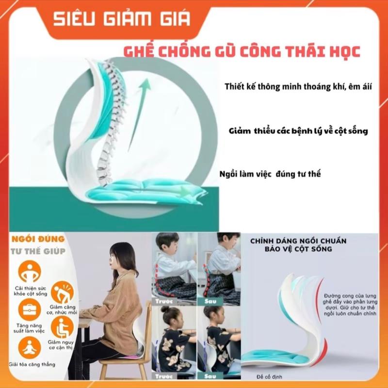( Hang loaij 1 )Ghế công thái học chống gù lưng, ghế văn phòng giúp ngồi thẳng lưng phù hợp trẻ em, sinh viên người lớn 0