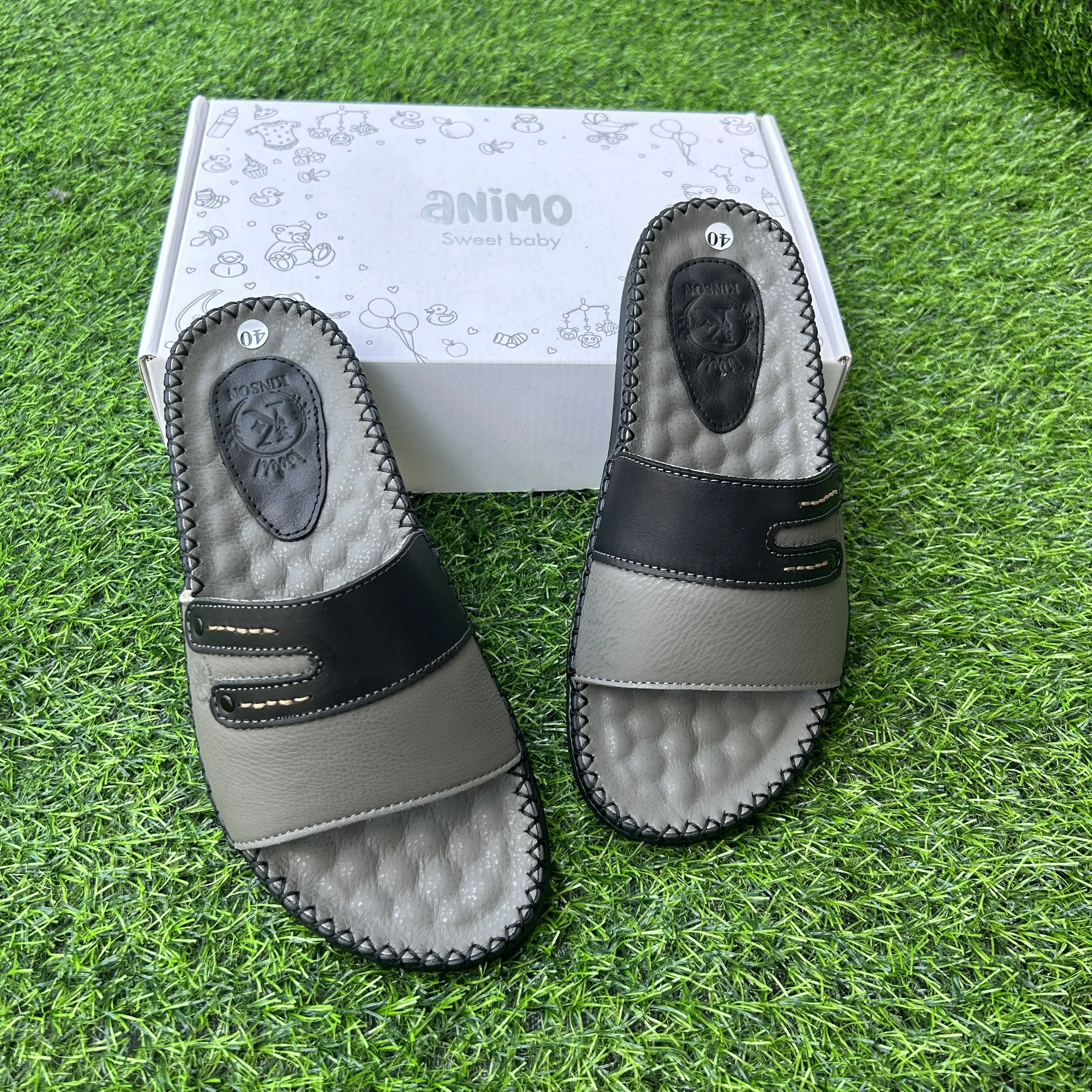 KINSON SHOP Dép nam quai ngang thời trang, full da bò, đế đúc cao su non mềm êm chân, chóng trượt bảo hành 12 tháng Handmade Slipper Nhung DéP Sandal Đế Bằng Jean