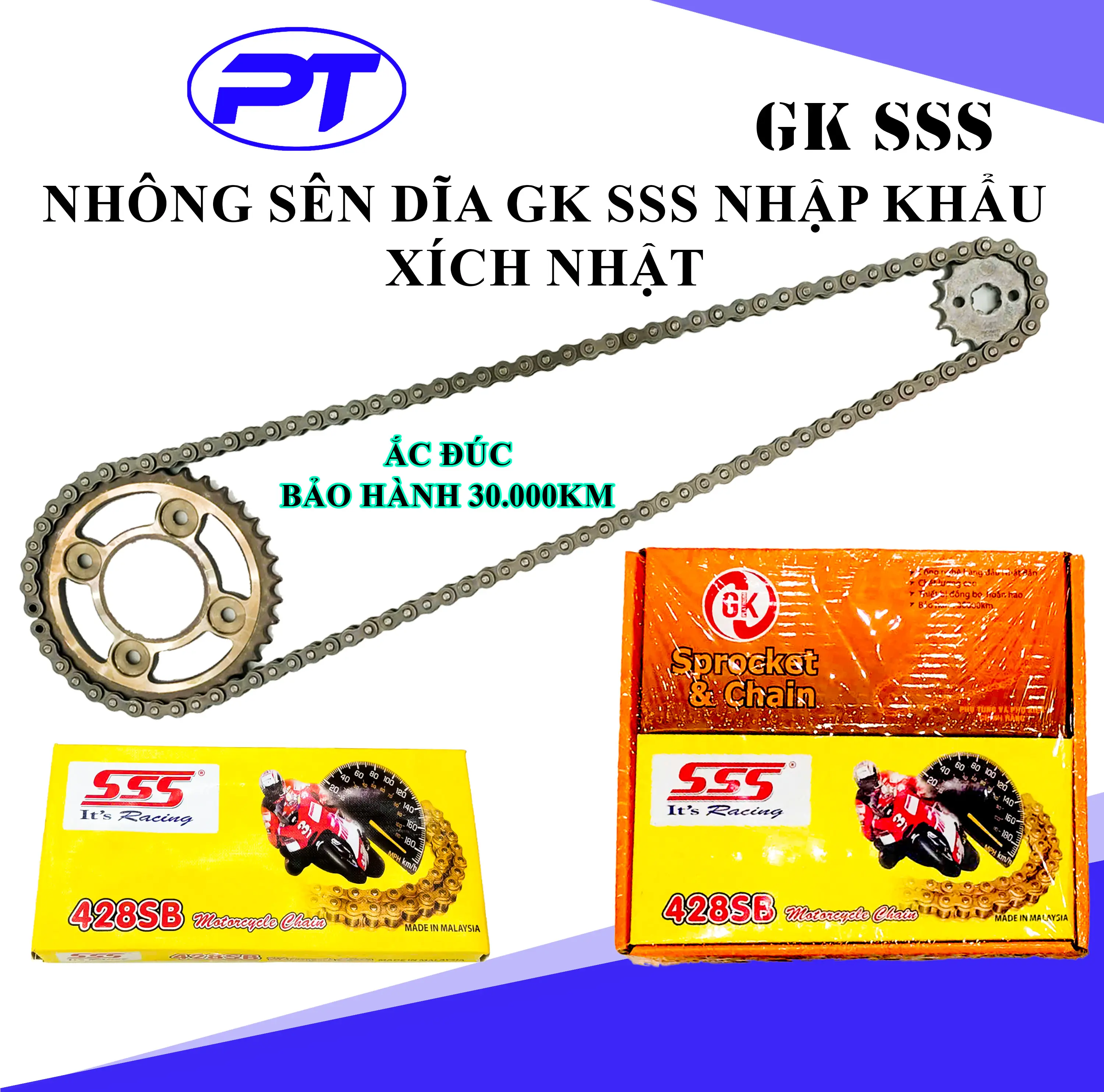 Nhông sên dĩa GK SSS xích nhật độ bền 30.000km ắc đúc đầy đủ cho tất cả dòng xe - Sản phẩm chính hãng