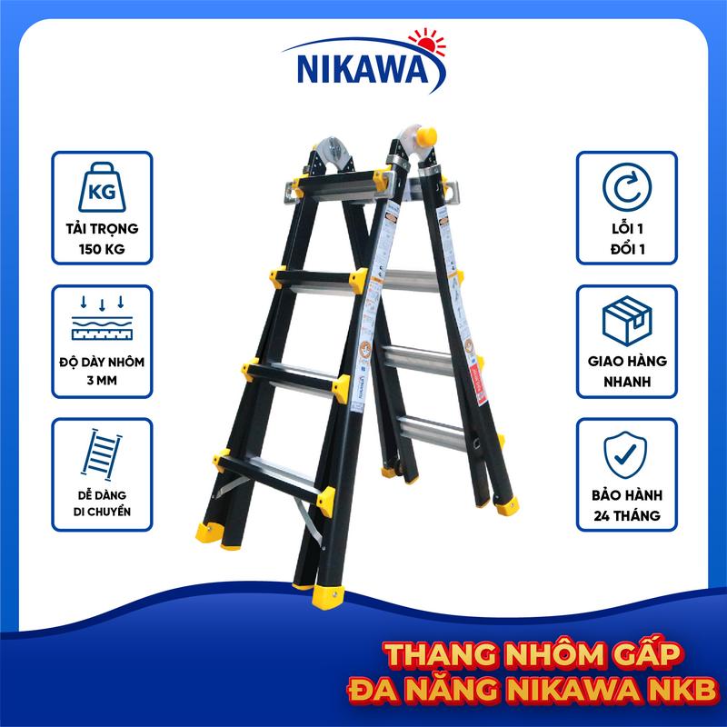 Thang nhôm gấp Nikawa NKB-44, NKB-45, NKB-46 4 bậc, 5 bậc, 6 bậc nhập khẩu Nhật, bảo hành chính hãng 24 tháng