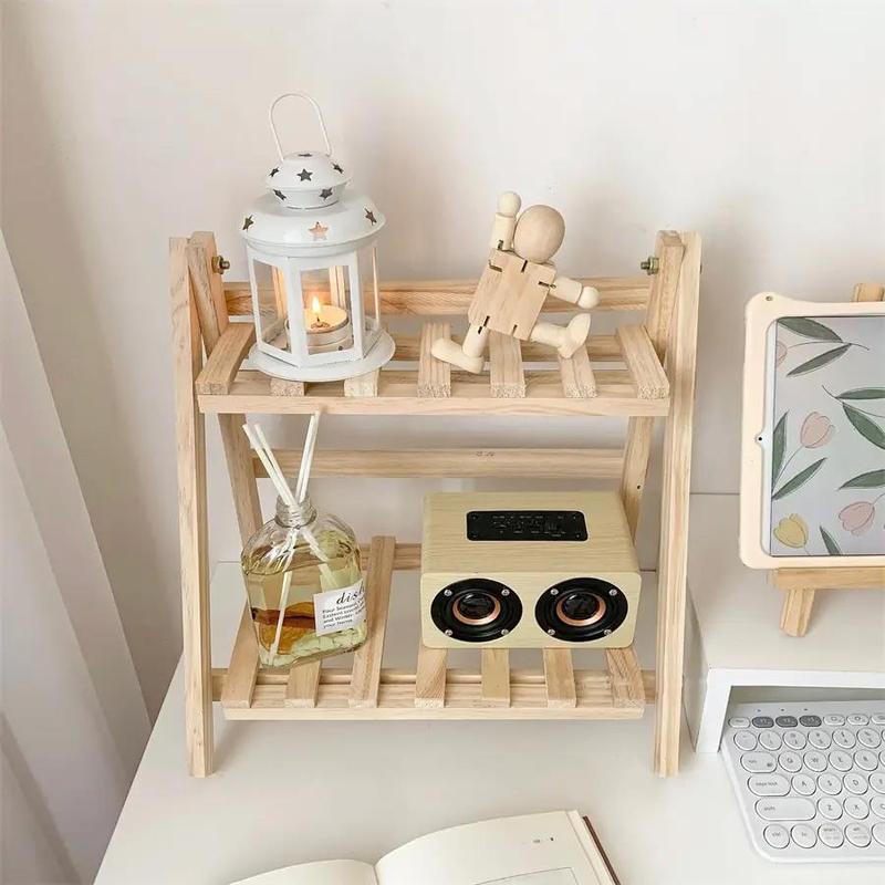 Wooden Desktop Storage Rack, 1 Count Double Layer Desk Organizer, Desk Storage Shelf for Home Office, Summer Home Decor Shelf, Home Organizer, Desk Accessories, House Organizers 7