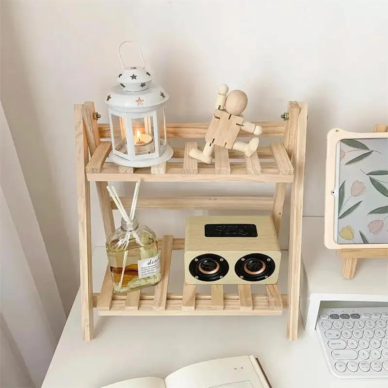 Wooden Desktop Storage Rack, 1 Count Double Layer Desk Organizer, Desk Storage Shelf for Home Office, Summer Home Decor Shelf, Home Organizer, Desk Accessories, House Organizers 6