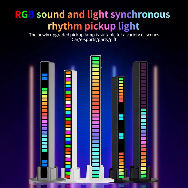 RGB Rechargeable Voice Control LED Music Level Light Pickup Lamp Rhythm Lights High Quality backlight