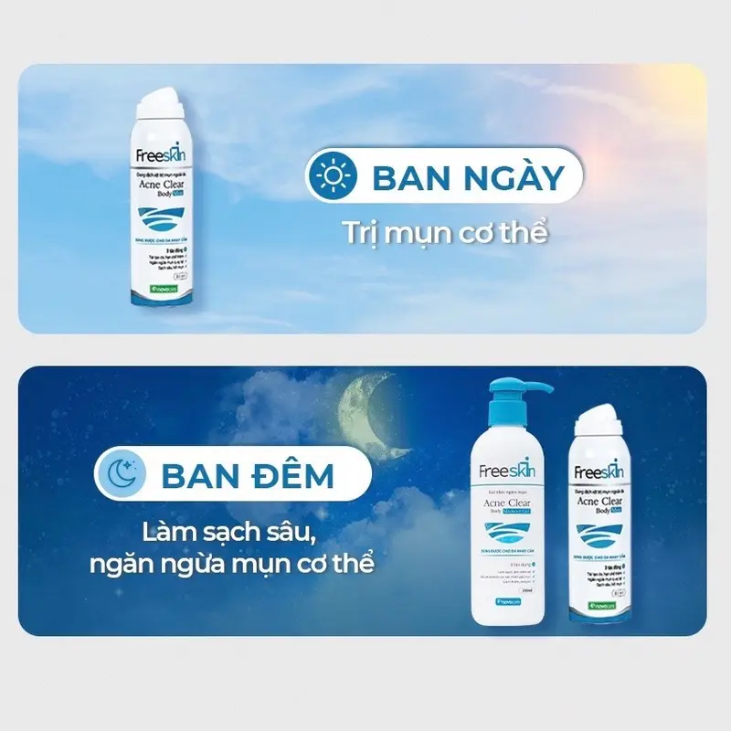 [Mẫu mới] Combo xịt mụn sữa tắm Freeskin Forte, dùng cho mụn cơ thể, viêm nang lông, viêm da 8