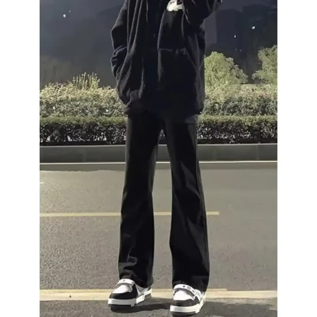 [flared pants men]Zhifenfeng Flared Trousers High Street Jeans Men's Tall Slimming American Vibe Style Straight-Leg Trousers Slightly Flared Bell-Bottom Pants Men's