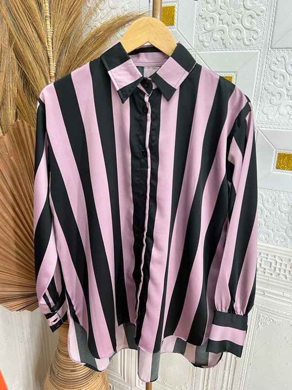 Kemeja Salur Oversize Kemeja Garis Kekinian Atasan Salur Terbaru 6