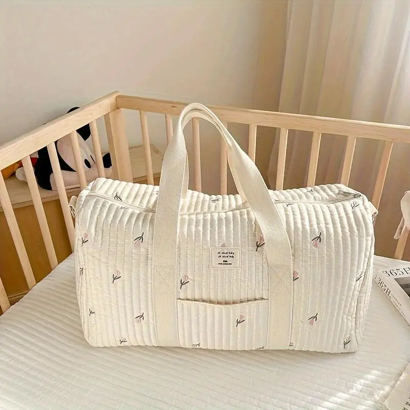 Large Capacity Travel Bag, Floral Embroidery Diaper Bag, Baby Storage Bag, Baby Travel Essentials, Travel Bag for Baby 0