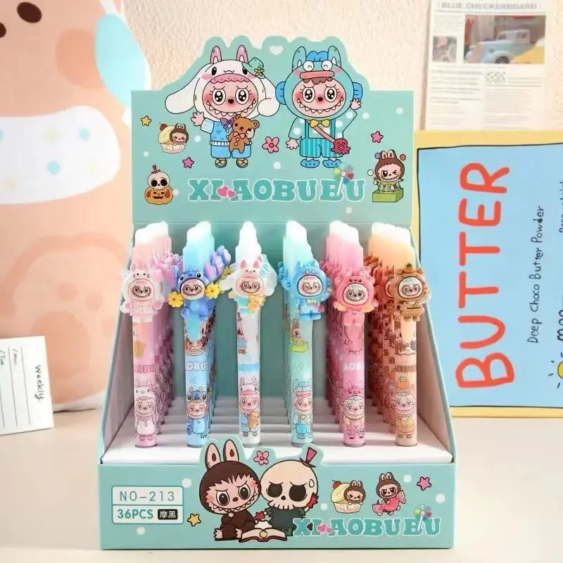 Bút gel gắn charm Labubu tẩy được mực xanh ngòi 0.5mm siêu xinh  butxoa duoc
