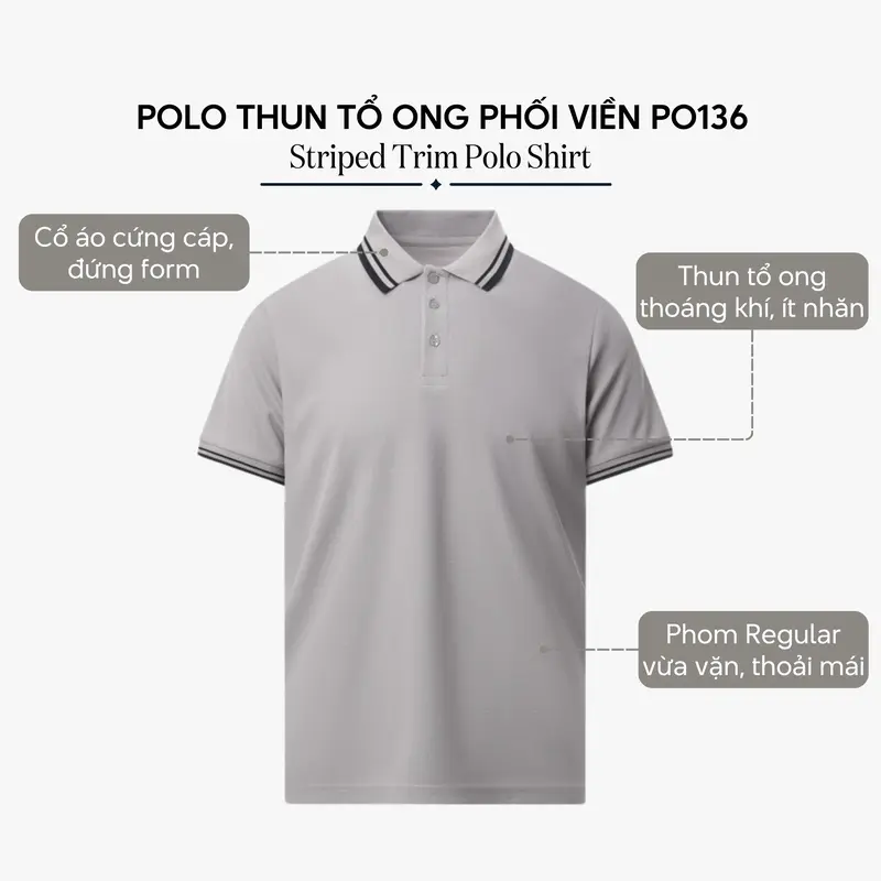 Áo Polo Nam Ngắn Tay 4MEN Bo Sọc Form Regular PO136 chất thun tổ ong, basic, thanh lịch, thoáng mát Menswear Shirt 2