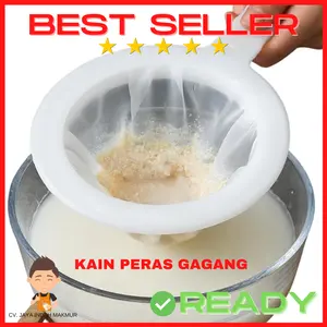 STRAINER Saringan Kain Nilon Gagang Susu Kacang Kedelai Jus Kopi Teh 200 mikron