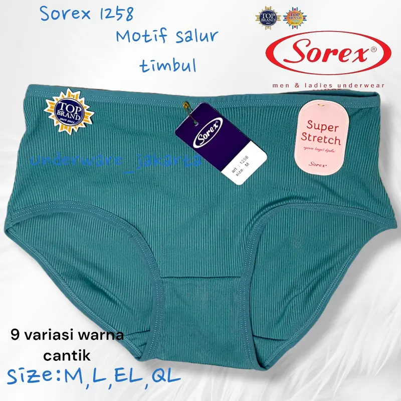 Cd Wanita Remaja Dewasa Sorex 1258 Karet Lembut / Celana Dalam Wanita Remaja Dewasa Cutting Midi motif Salur Timbul Karet Katun 2