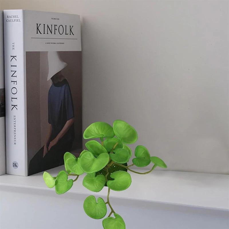 Product Introduction of Artificial Plant Mini Bouquet Copper Coin Grass Soft Glue Fake Green Plants Wall Hanging For Home Office Garden Decoration Decorative Fruit Ornaments Light 13