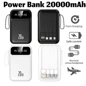 Terlaris 【COD】Power Bank 20000mAh Fast Charging, 4 Kabel USB Included - Bisa untuk Semua Gadget / PowerBank 20000mAh / 10000mAh